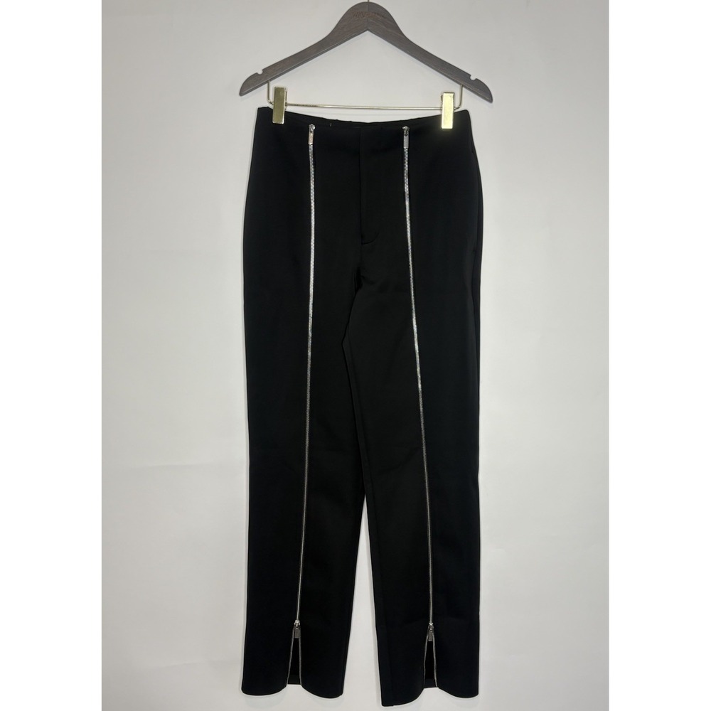 Maniere De Voir Womens 38/ 6 Black Zipper Straight Leg Thick Trouser Pants Goth